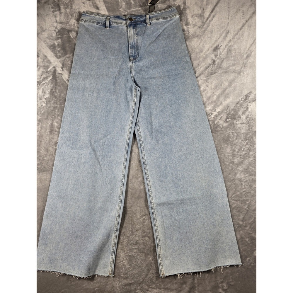 NWT‎ Ripcurl Jeans Womens 32 Blue Denim Wide Leg High Rise Baggy Raw Hem